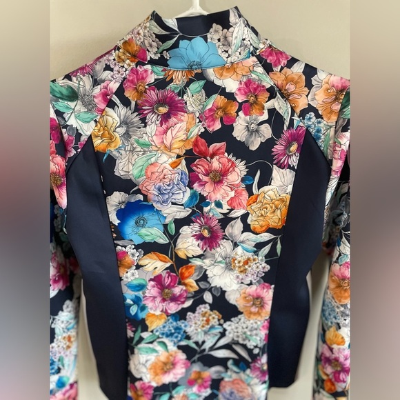 Johnny Was Fall Dance Fitted Athletic Jacket - Blue Floral - Size Small - Picture 10 of 13